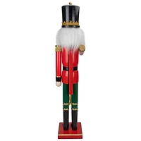 36" Red and Green Christmas Nutcracker Soldier with Horn