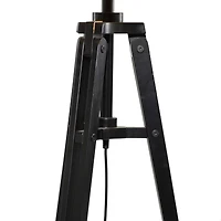 Black Wood Industrial Floor Lamp, 62" x 21" x 21"