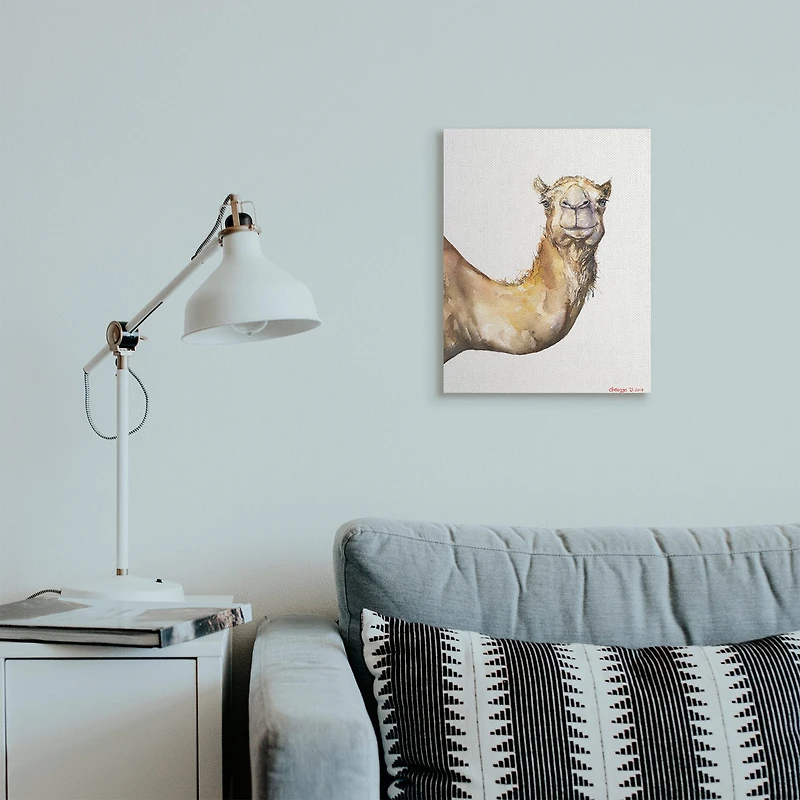 Stupell Industries Camel Side Portrait Desert Animal Tan White Canvas Wall Art