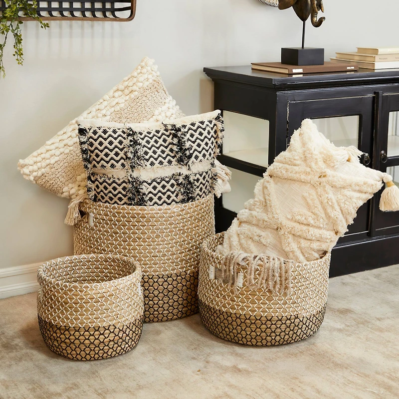 Brown Seagrass Bohemian Storage Baskets, 3ct.