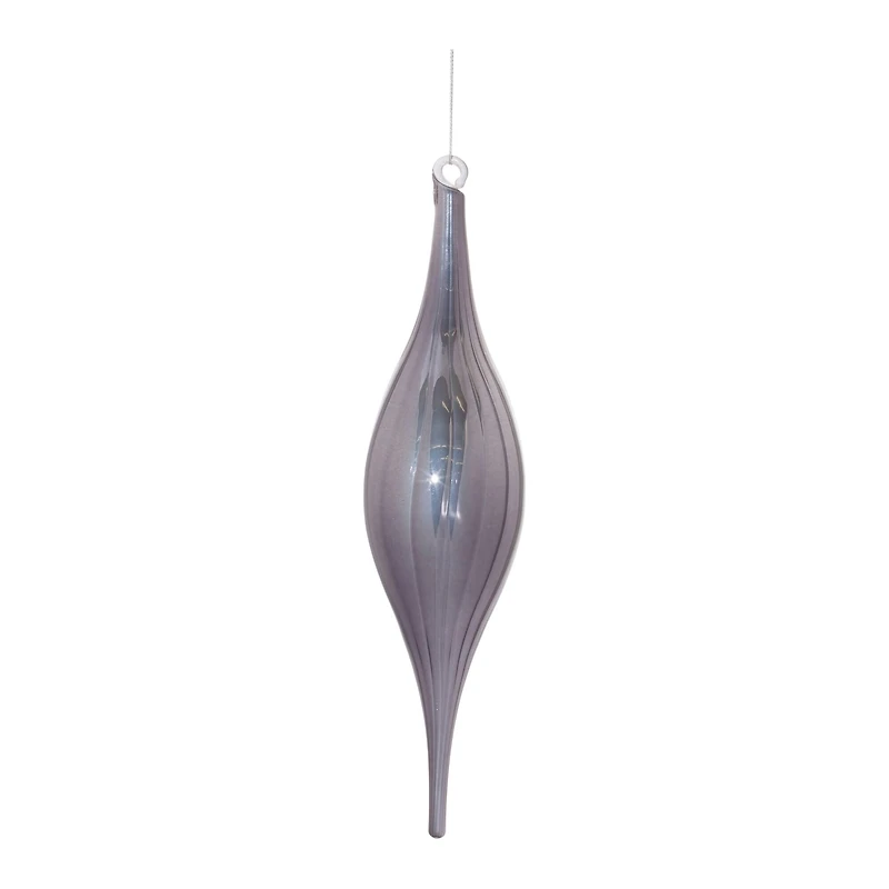 10.5" Gray Ribbed Glass Drop Ornaments, 6ct.