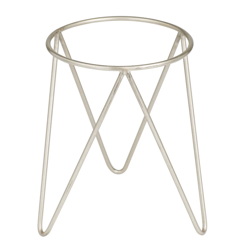 Set of 2 Silver Iron Modern Planter, 10" x 8"