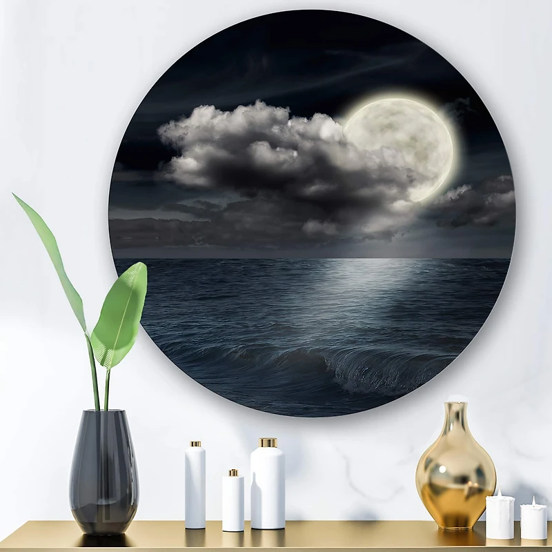 Designart - Full Moon In Cloudy Night Sky VI
