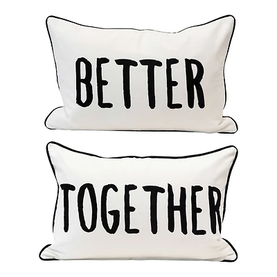 Hello Honey® Cream & Black Better Together Applique Lumbar Pillow