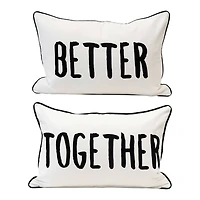 Hello Honey® Cream & Black Better Together Applique Lumbar Pillow