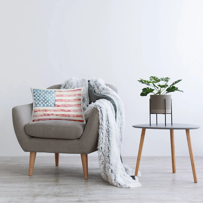 Stupell Industries Patriotic Brushed Flag Decorative Printed Throw Pillow