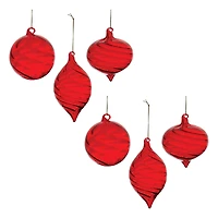 Red Swirl Glass Ornaments Set
