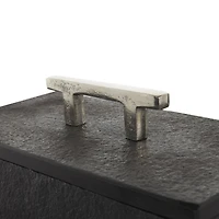 Black Marble Decorative Box with Silver Aluminum Bar Handles, 3ct.