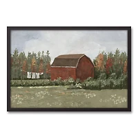 Spice Tones Barn Black Framed Canvas