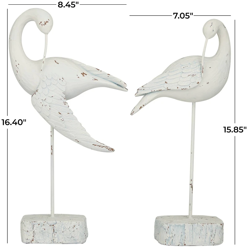 White Polystone Bird Sculpture Set