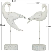 White Polystone Bird Sculpture Set