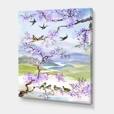 Designart - Birds On Cherry Branch