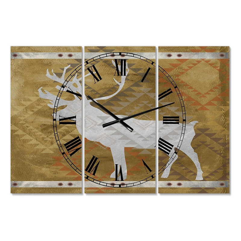 Designart Patterned Walking White Moose Traditional Multipanel Wall Clock