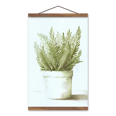 Designs Direct Potted Fern Teak Hanging Canvas