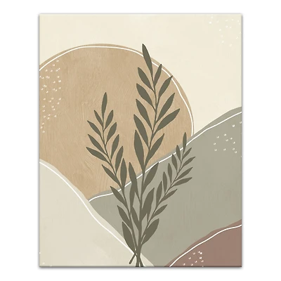 Boho Leaves On Mustard 16" x 20" Canvas Wall Art