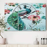 Designart 'Handpainted Peacock Traditional Multipanel Wall Clock