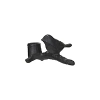Hello Honey® 4.75" Black Cast Metal Taper Candleholder with Bird on Branch