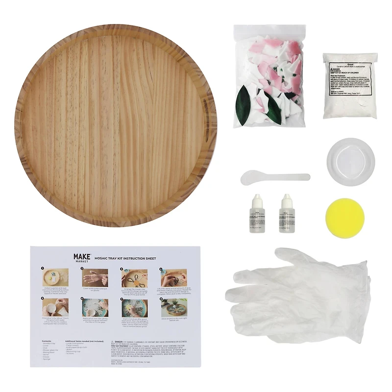 14" Round Pink Rose Mosaic Tray Kit by Make Market®