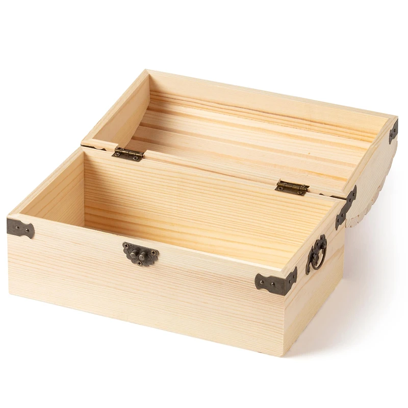 6 Pack: 9" x 5" Ornate Wood Treasure Chest by Make Market®