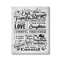 Stupell Industries Our Family Recipe Motivational Kitchen Phrases Life Ingredients Canvas Wall Art