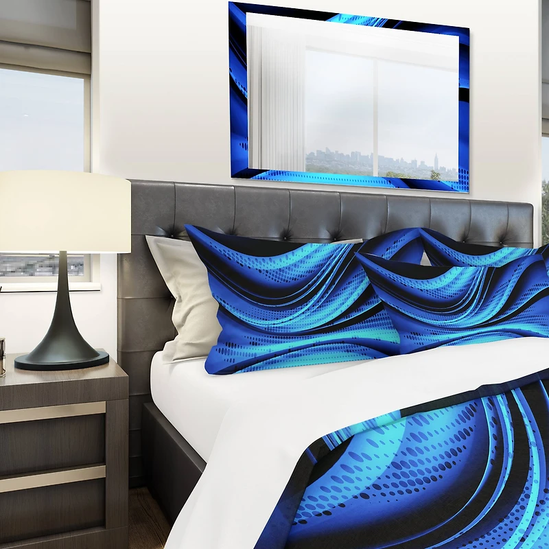 Designart 'Blue and Black Transition' Modern & Contemporary Bedding Set