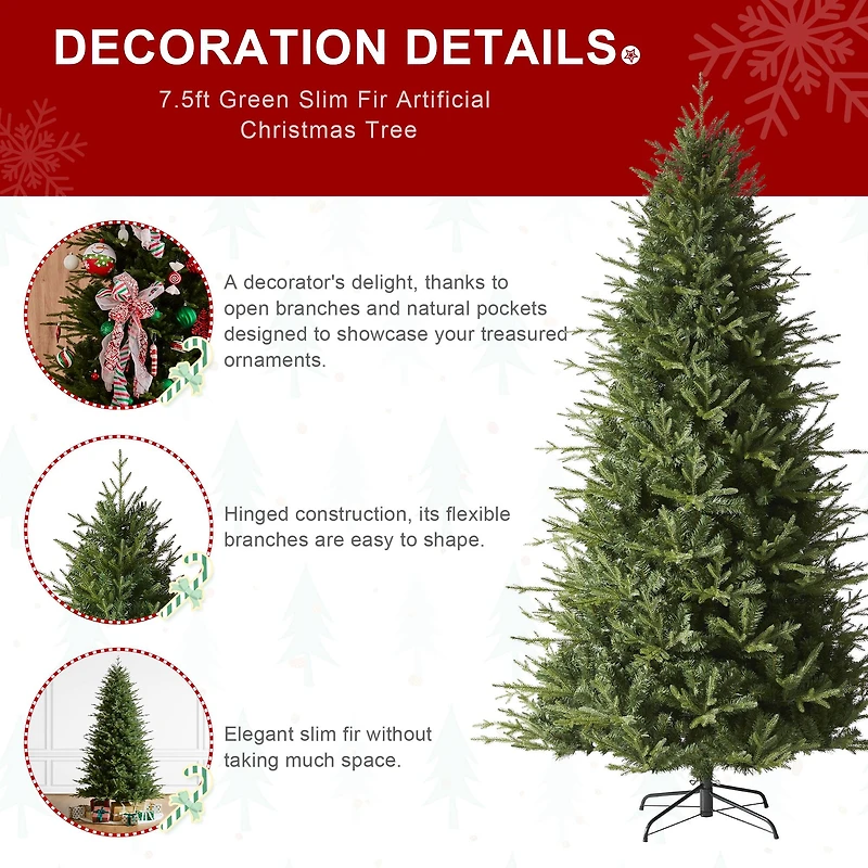 7.5ft. Unlit Green Slim Fir Artificial Christmas Tree