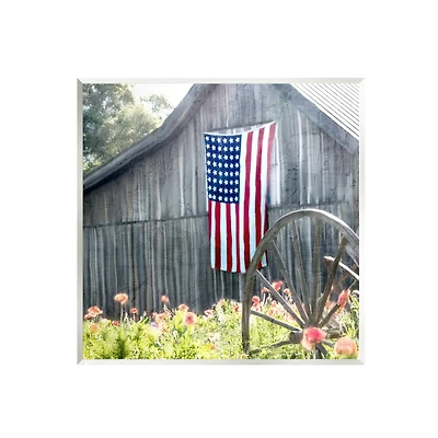 Stupell Industries Americana Barn Floral Farmland Wall Plaque Art