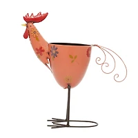 20" Pink Iron Eclectic Rooster Planter