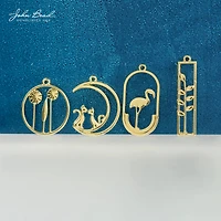 John Bead 30mm Gold Flamingo Beadwork Pendants, 4ct.
