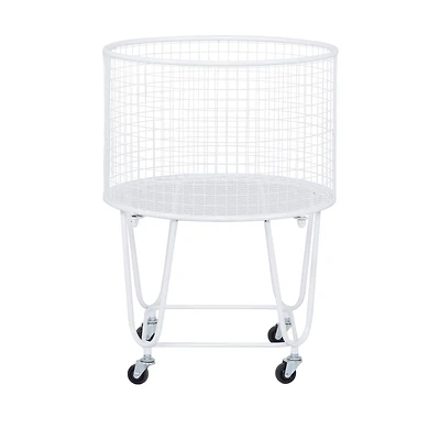 24" White Iron French Country Storage Cart