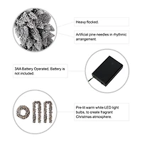 Glitzhome® Pre-Lit Flocked Christmas Wreath & Garland Set with Timer, 3 Functions