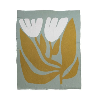 Hello Honey® Cotton Knit Throw Blanket with Flowers, Multicolor