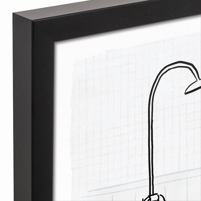 Floral Bathtub 16" x 16" Black Framed Canvas