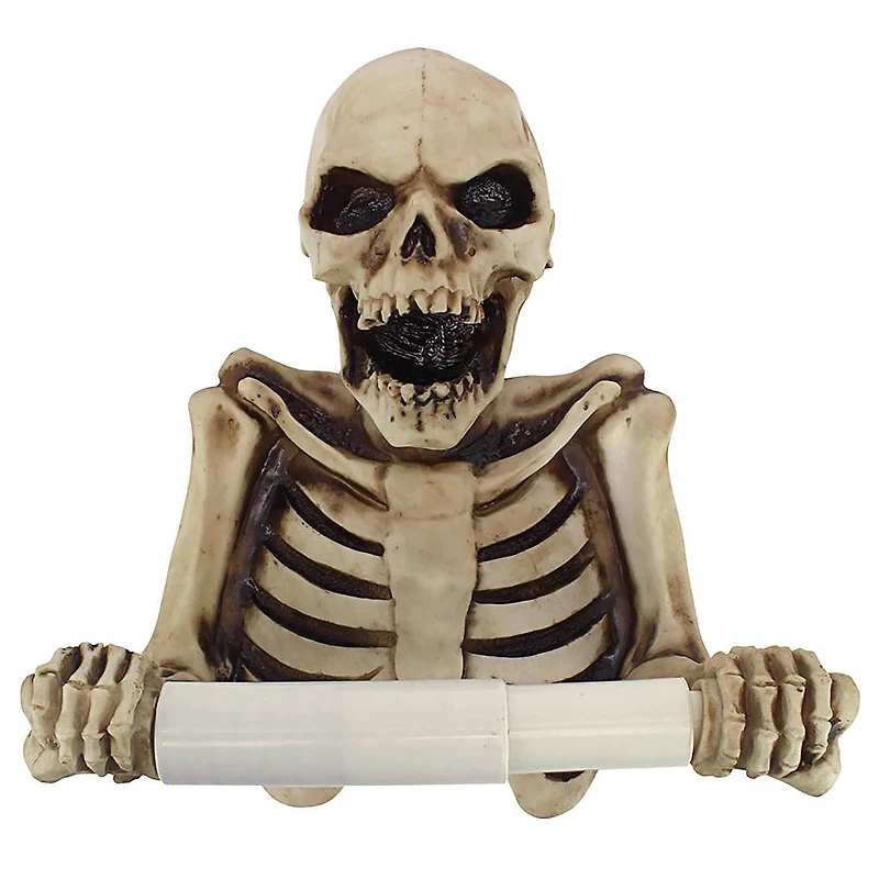 Design Toscano 9.5" Bone Dry Skeleton Bathroom Toilet Paper Holder