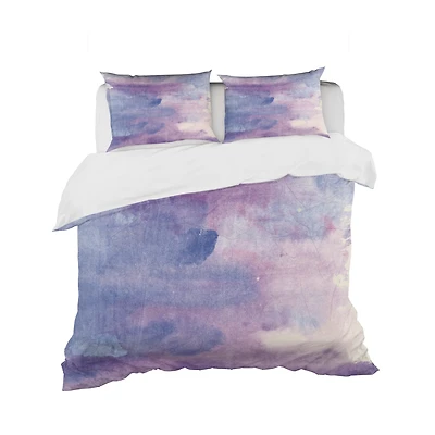 Designart 'Watercolor Purple Haze II' Geometric Bedding Set