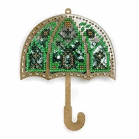 Wonderland Crafts Green Umbrella Christmas Ornament Bead Embroidery Kit