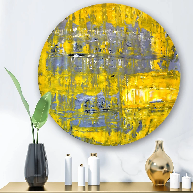Designart - Yellow Meets Grey Abstract Art I