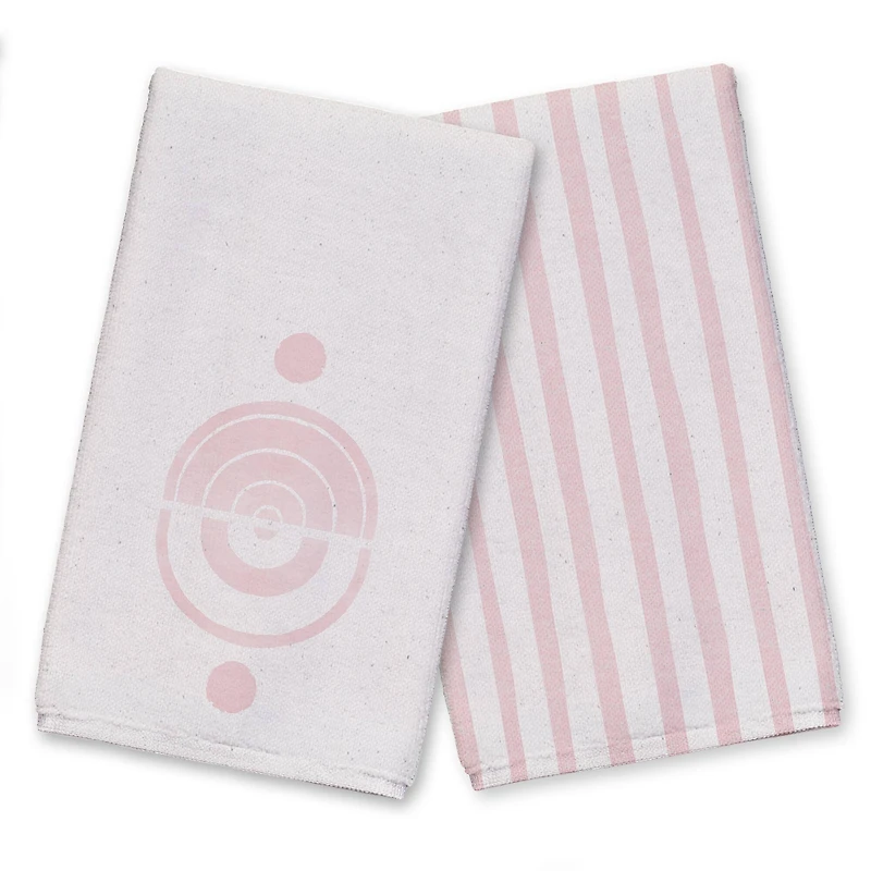 Linen Pink Mod Rainbow Tea Towel Set
