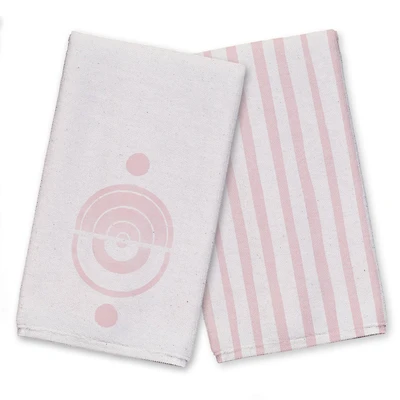 Linen Pink Mod Rainbow Tea Towel Set