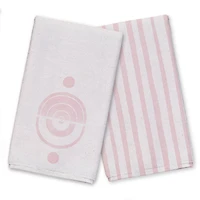Linen Pink Mod Rainbow Tea Towel Set