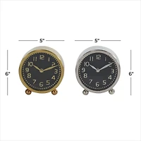 6" Glam Stainless Steel & Aluminum Clock Set