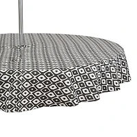 Black Ikat Outdoor Tablecloth With Zipper 60" Round