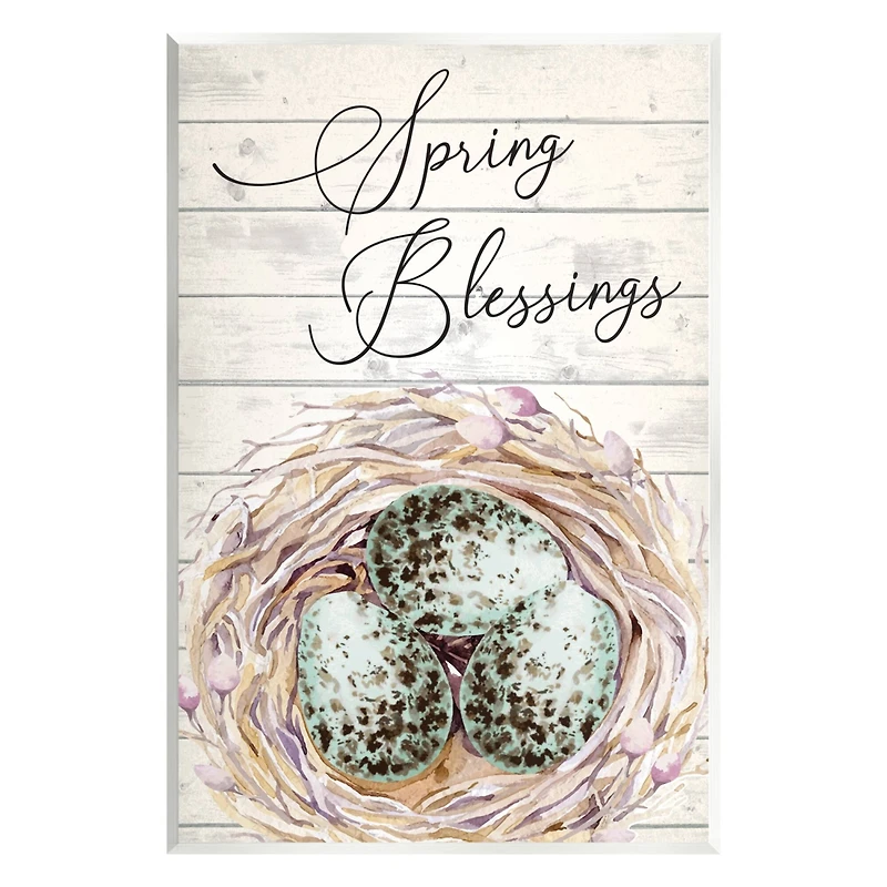 Stupell Industries Spring Blessings Bird Nest Nature Wall Plaque Art