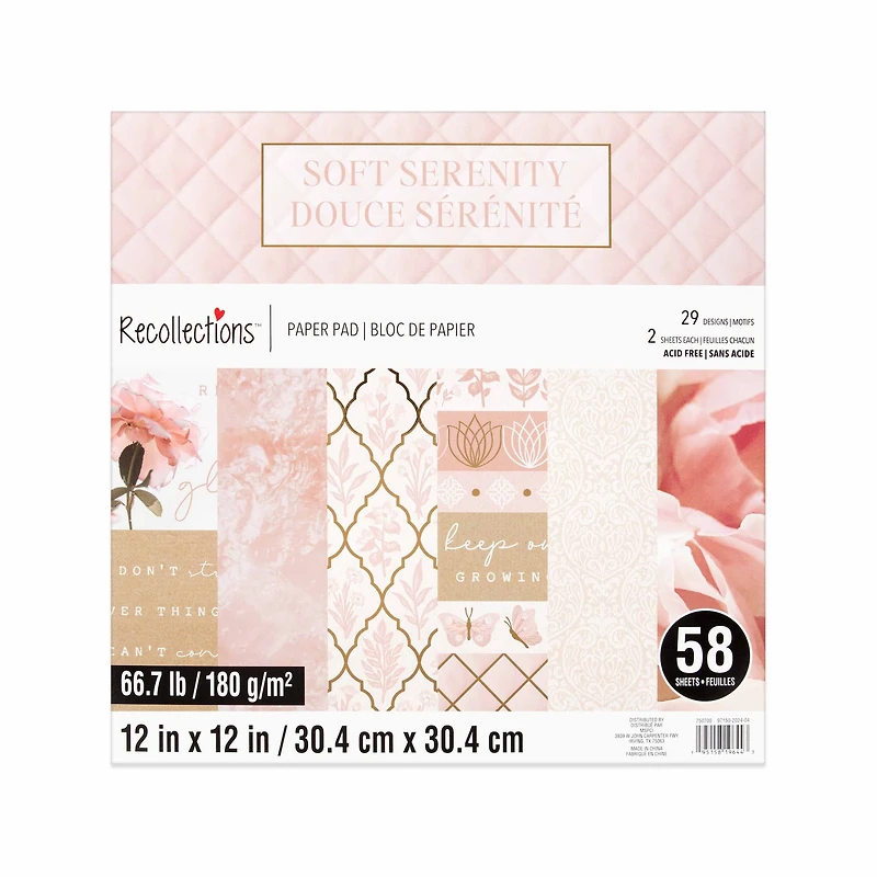 12" x 12" Soft Serenity Paper Pad by Recollections™, 58 Sheets