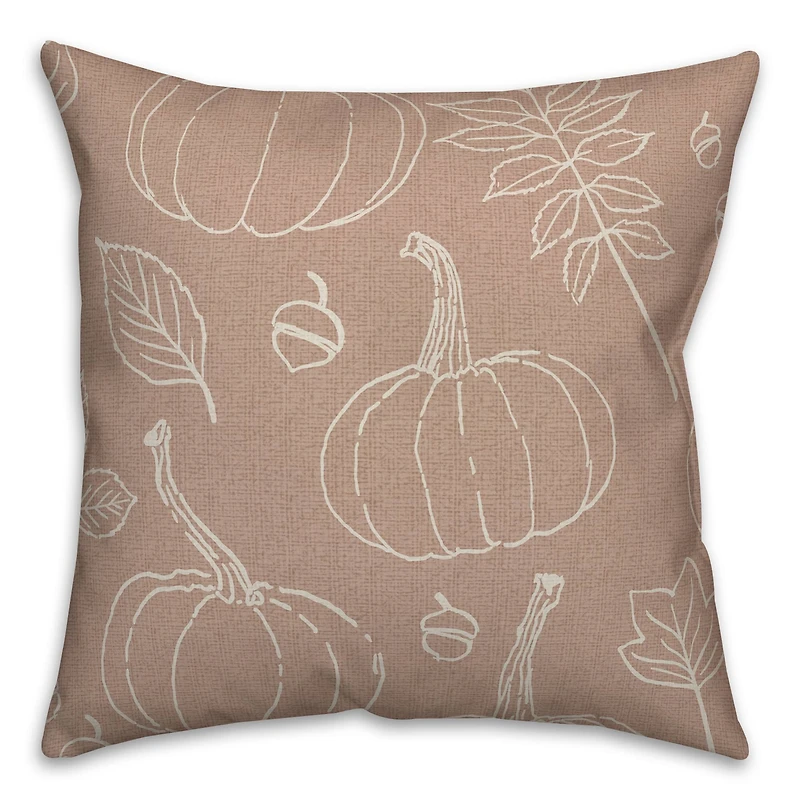 Dusty Rose Fall Pattern Throw Pillow