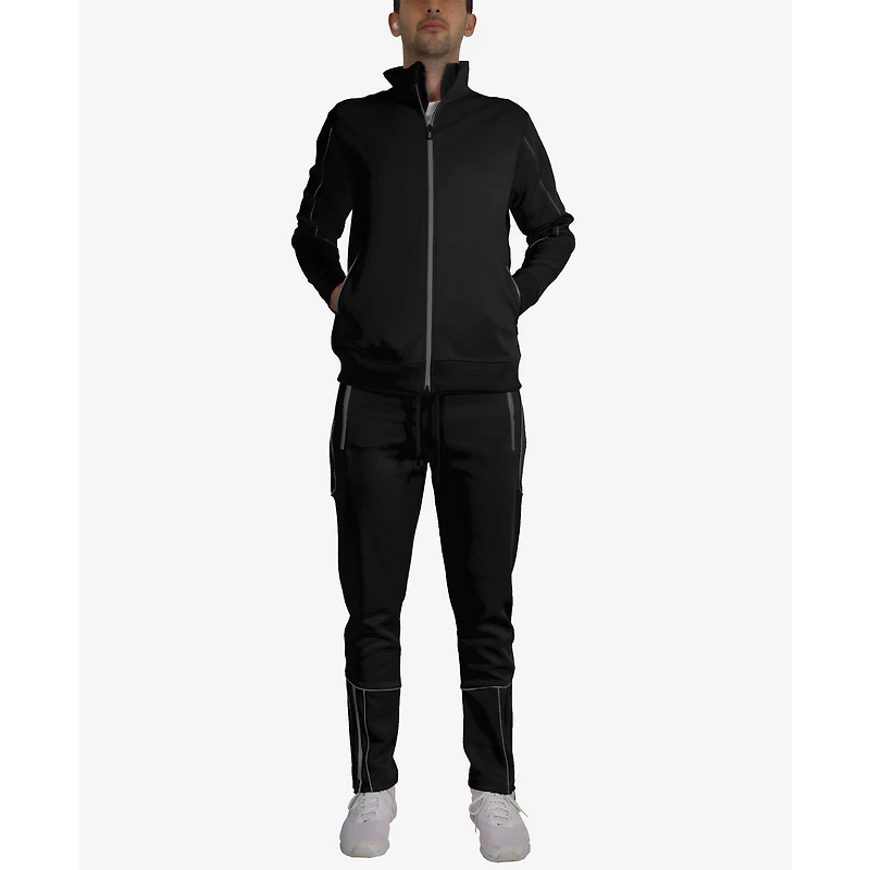 Men's Performance Reflective Track Jacket & Jogger 2-Piece Set