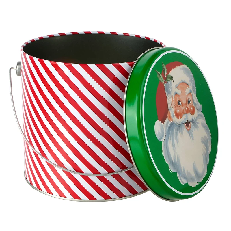 5.75" Santa Stripe Tin Canister with Handle by Makery™