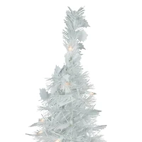 4ft. Pre-Lit White Tinsel Pop-Up Artificial Christmas Tree, Clear Lights