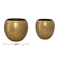 Hello Honey® Brass Finish Hammered Metal Planters Set