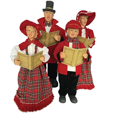 Santa's Workshop Red Plaid Carolers Set